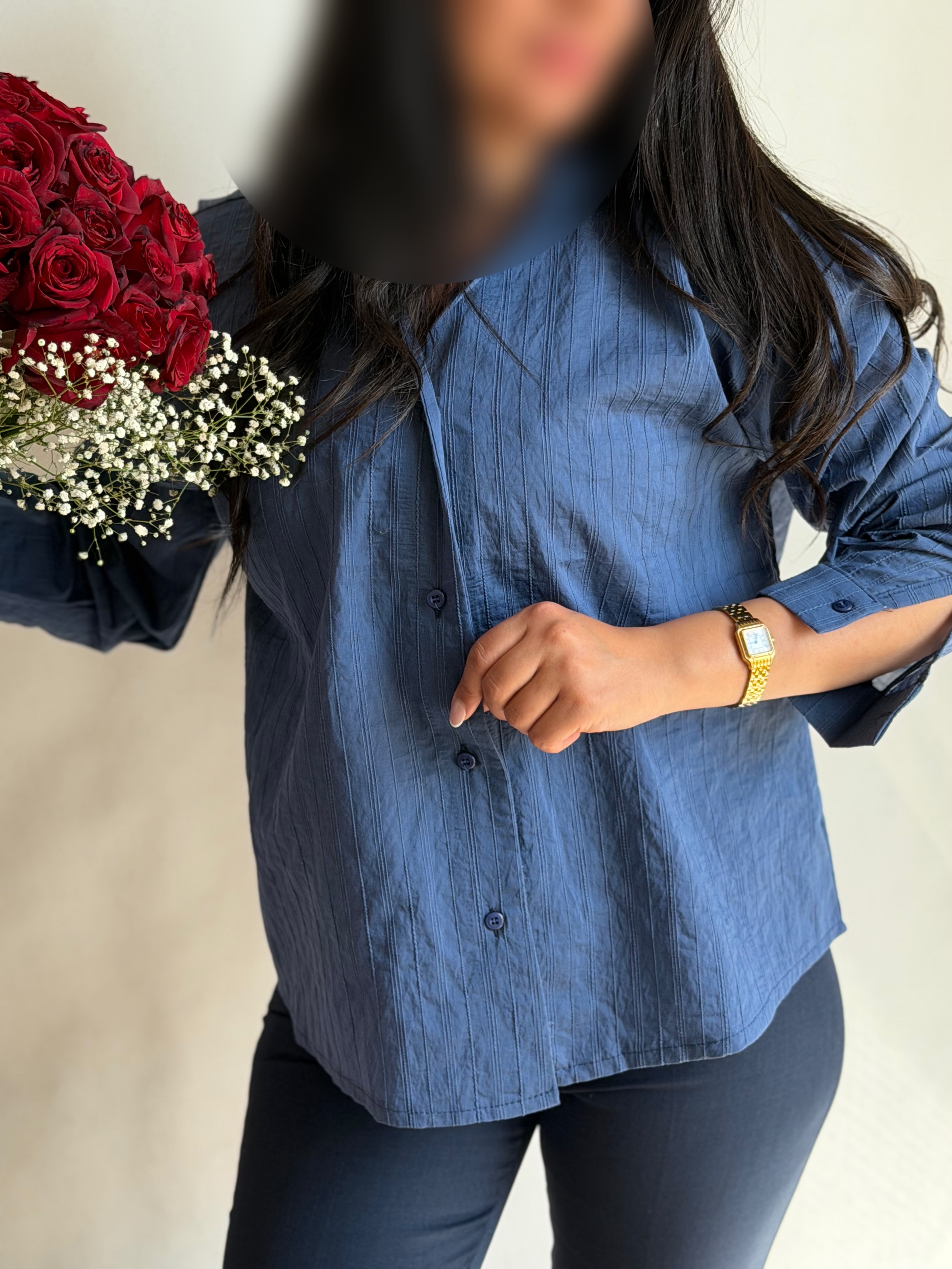 شومیز بهاری سورمه ای